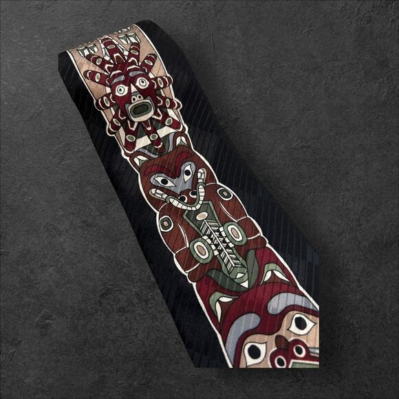 Aesotica Skemo 100% Silk Canada Men's Tie by Eleanor Paine Tribal Totem - Picture 1 of 6